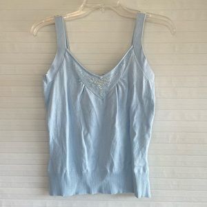 Hillard & Hanson Light Blue Sweater Embellished Tank Top